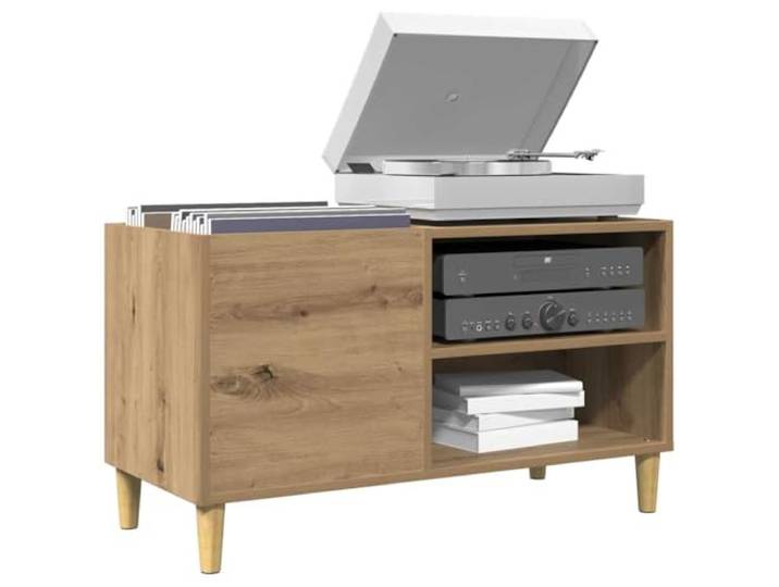 WXGTBKPR Plattenschrank Artisan-Eiche 84,5x38x48 cm, LP-Regal mit Holzbeinen, Aufbewahrung für Schallplatten und Plattenspieler