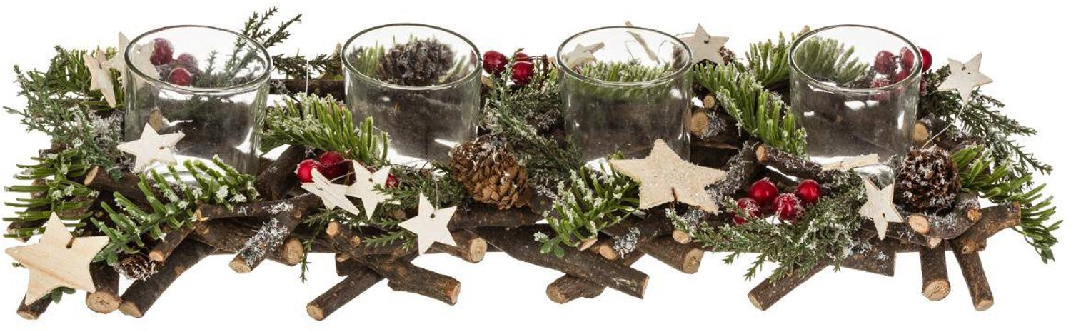 Feeric lights & Christmas Kerstblok met 4 rode houten windlichten
