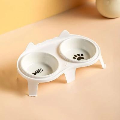 Uplift Essentials Elevated Ceramic Dual Pet Feeding Station white
