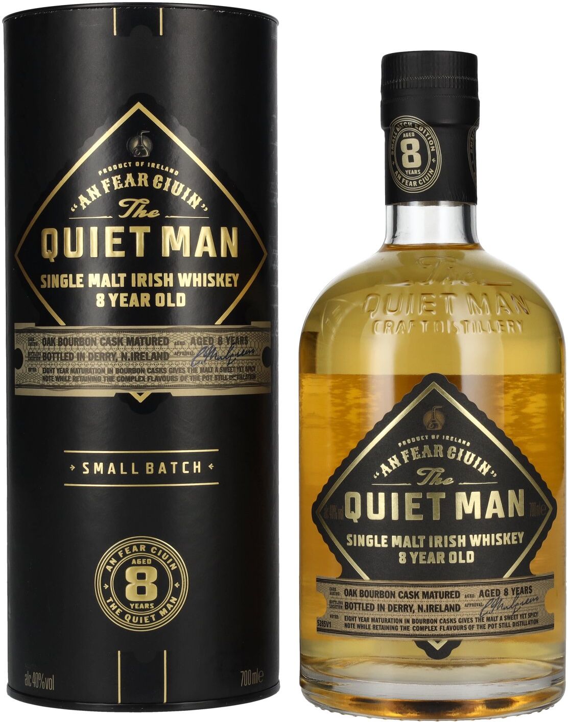 The Quiet Man Irish Whiskey The Quiet Man AN FEAR CIUIN 8 Year Old BOURBON CASK Single Malt Irish Whiskey 40% Vol. 0,7l in Geschenkbox