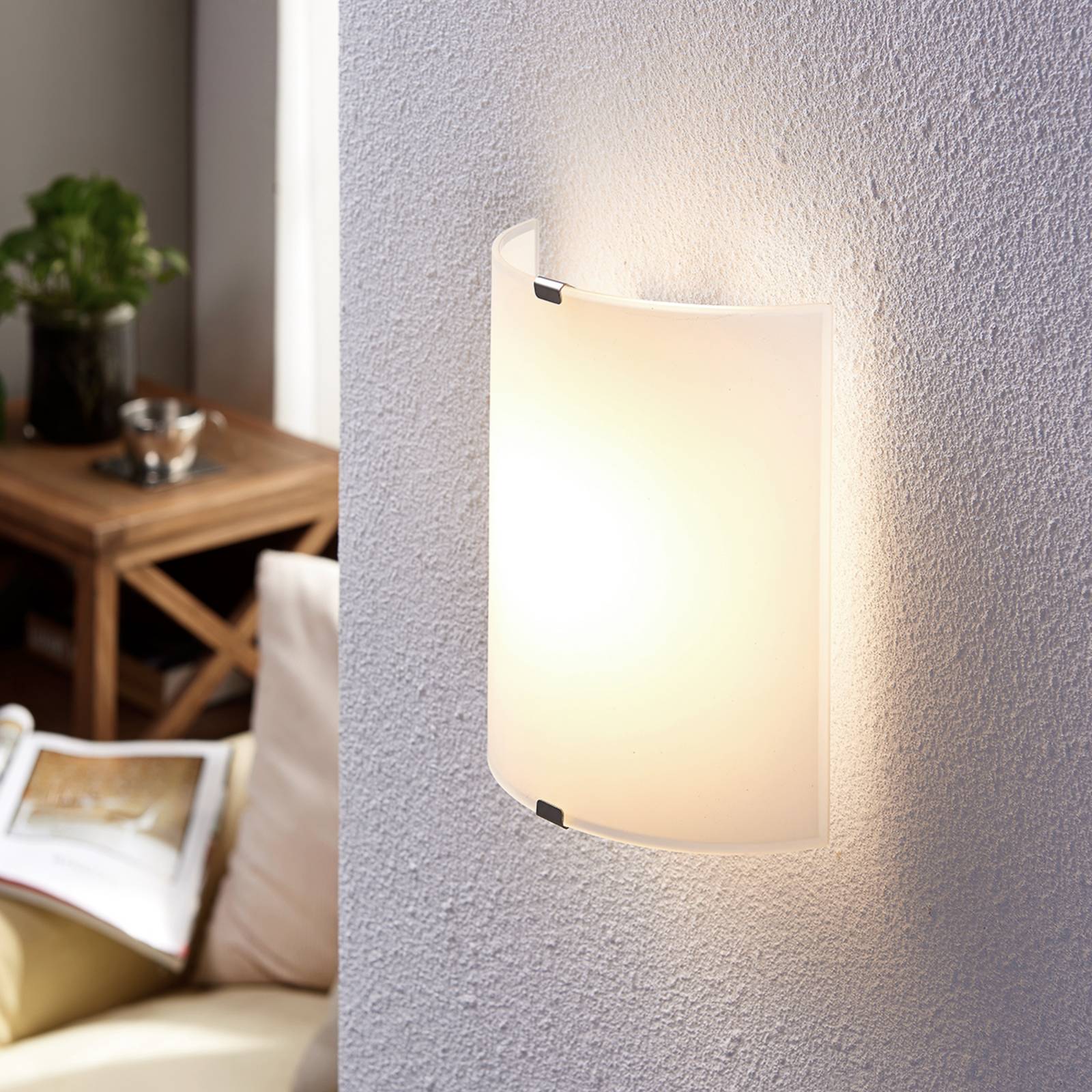 LED væglampe Helmi Lindby, Hvid/opal, Stue/spisestue, Glas, Moderne
