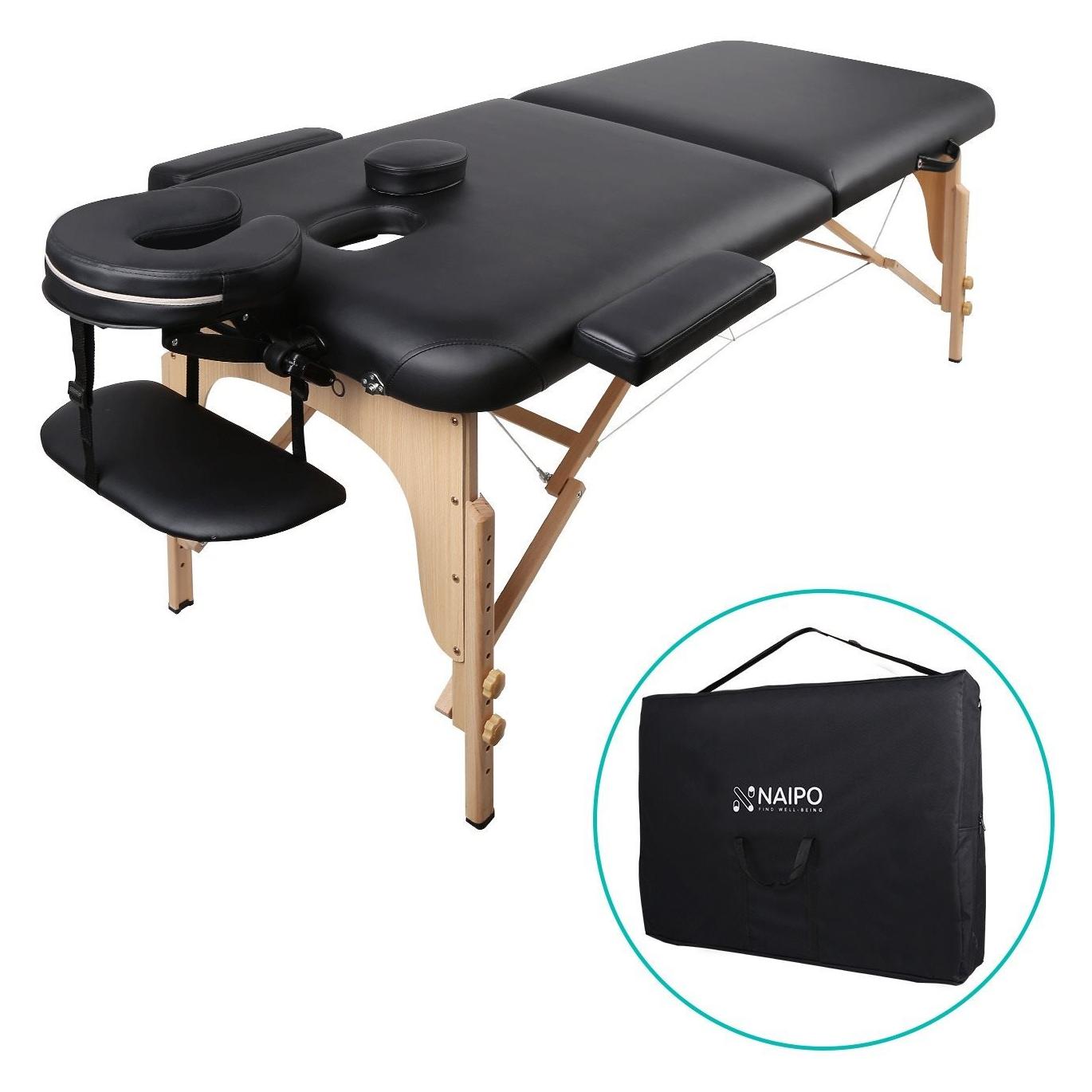Naipo Three-fold portable Massage Table with Wooden Feet MGBC-302 (712376780157)
