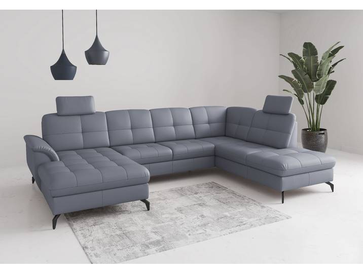 Wohnlandschaft SIT & MORE Zora , graublau, T:212cm, Sofas, Wohnlandschaft