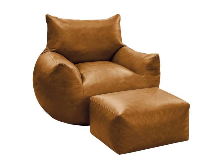 Fauteuil poire marron avec repose-pieds 50x40x30 cm