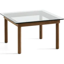 Kofi Kaffeetisch 60 x 60 cm Glatte Glasplatte mit Beinen aus Nussholz