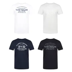Tom Tailor Tshirt Herren Baumwolle Regular Fit 4er Pack Set - Woodland Green (10373) - L
