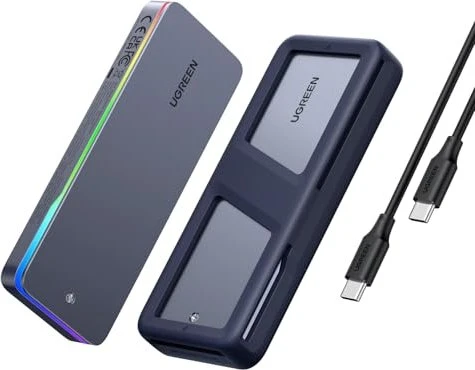 UGREEN 20Gbps Dual Protocol M.2 NVME and SATA SSD Case RGB USB3.2 Gen2x2 Compatible with M.2 M-Key(N