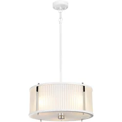 Pendellampe Deckenleuchte Hängelampe Stahl Glas Nickel D 40 cm Esszimmerlampe