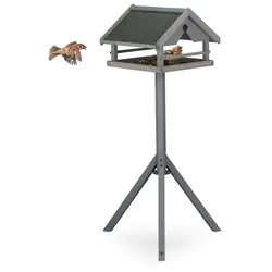 Relaxdays Graues Vogelfutterhaus mit Ständer Dunkelgrün,Grau