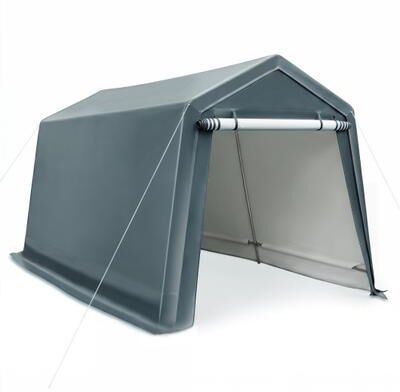 Costway 8.3 x 14 Feet Outdoor Storage Shed with Roll-Up Zipper Door-Green