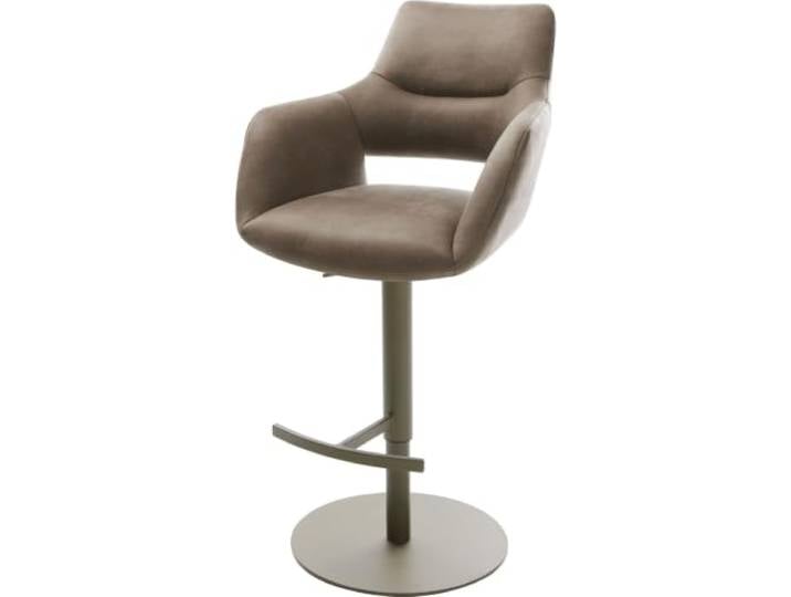 DELIFE Barstuhl Yago-Flex Drehfuß höhenverstellbar Metall Titanfarben Mikrofaser Taupe Vintage Taschenfederkern