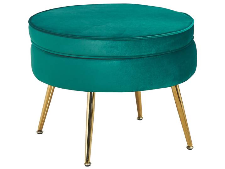 Hocker Khloe Grün, Gold Samt, Metall B 52 H 41 cm