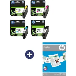 Druckerpatronen Bundle mit HP Original 912XL Multipack + 500 Blatt HP Kopierpapier