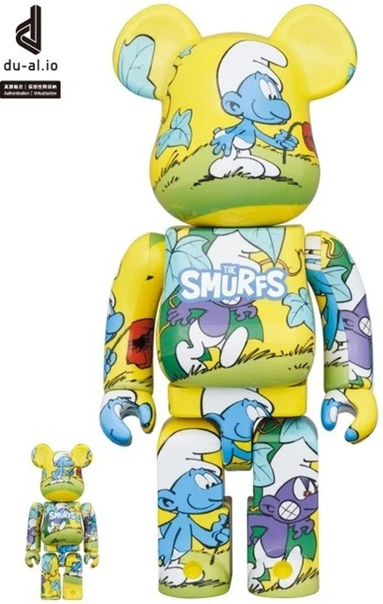 Bearbrick set 400% & 100% The Purple Smurf van The Smurfs