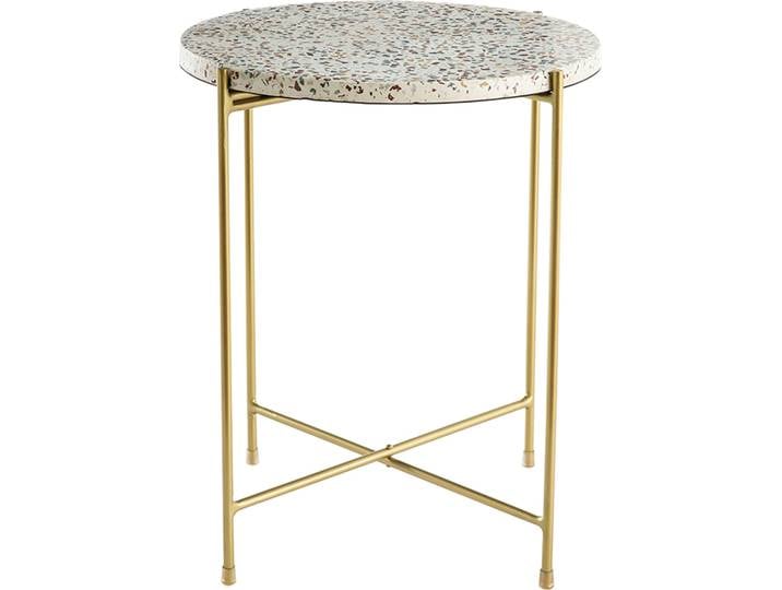 Table d'appoint design ronde en terrazzo et métal doré D40 cm MEZZO