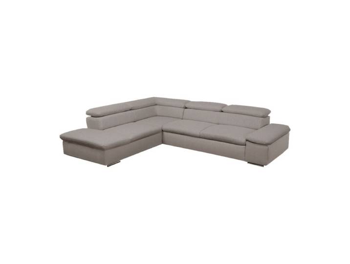 Polsteria Alcudia Ecksofa mit optionaler Schlaffunktion - Flachgewebe Euphoria 07 elephant - manuelle Armteilverstellung &amp; manuelle Kopfteilverstellung - li manuelle Armteilverstellung, manuelle Kopfteilverstellung, Schlaffunktion Modern