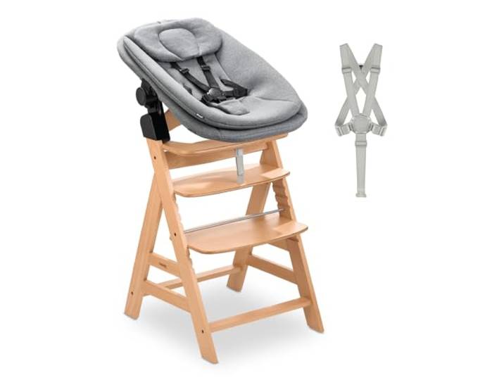 hauck Hochstuhl mit Neugeborenenaufsatz, Alpha Newborn Set PRO Nature Grey