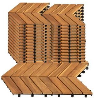 Costway 12 x 12 Inch 30 Pieces Acacia Wood Interlocking Deck Tiles- Natural