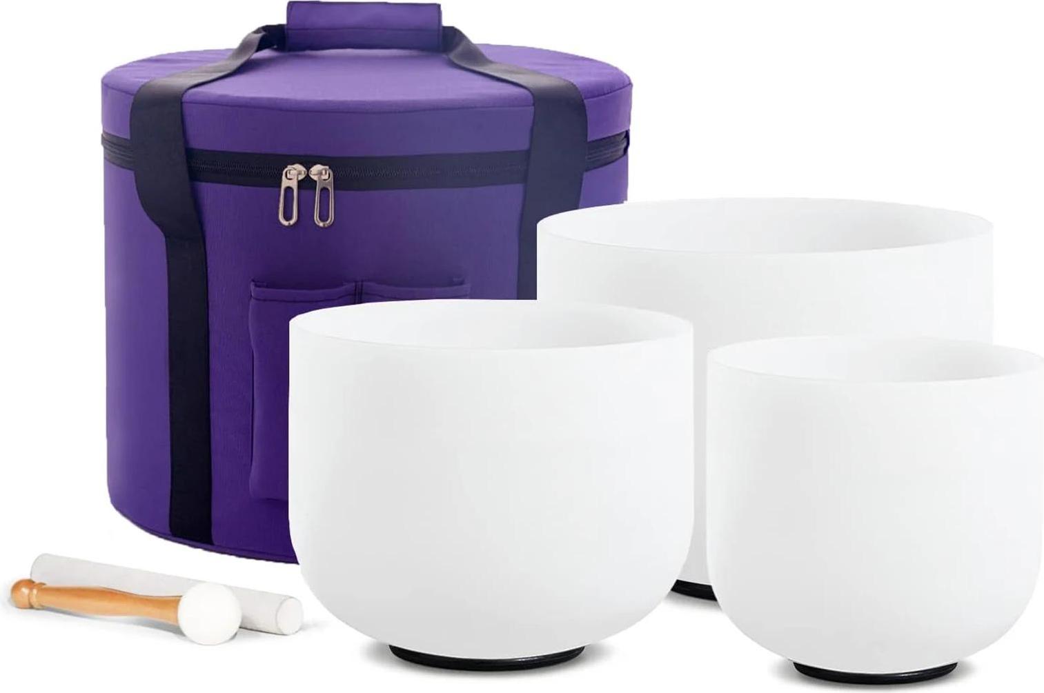 Kristall-Singing-Bowl-Set, ideal für Meditation, inklusive Tragetasche, 6A 8F 10C 432hz