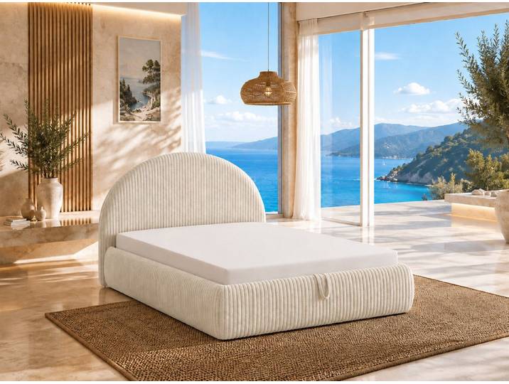 Best for Home Boxspringbett TEDI Polsterbett mit Bettkasten, Cord-Kopfteil & Bonell-Federkern (Set, 1-St., Polsterbett mit Bettkasten), Gerundetes Cord-Kopfteil, integrierter Bettkasten mit Gasdruckfedern