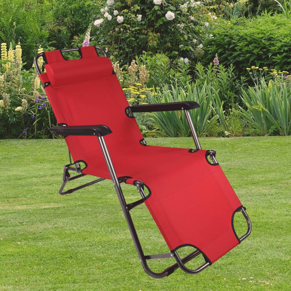Pharao24.de Gartenliegestuhl klappbar in Rot und Schwarz