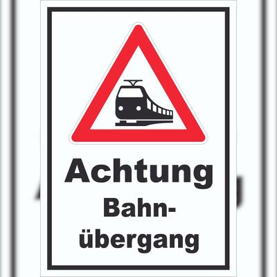 HB-Druck Schild Achtung Bahnübergang A5 (148x210mm)