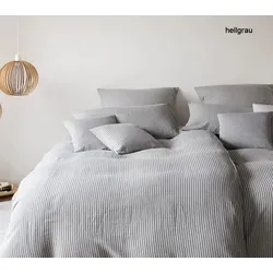 Elegante Bettwäsche Cozy Halbleinen - 155x220 cm + 80x80 cm	hellgrau