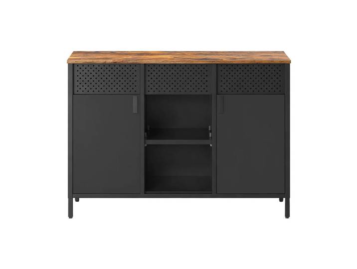 Boxxx Kommode, Braun, Schwarz, Metall, Kunststoff, 3 Fächer, 1 Schublade(n) Schubladen, 110x76x40 cm, stehend, Wohnzimmer, Kommoden & Sideboards, Kommoden
