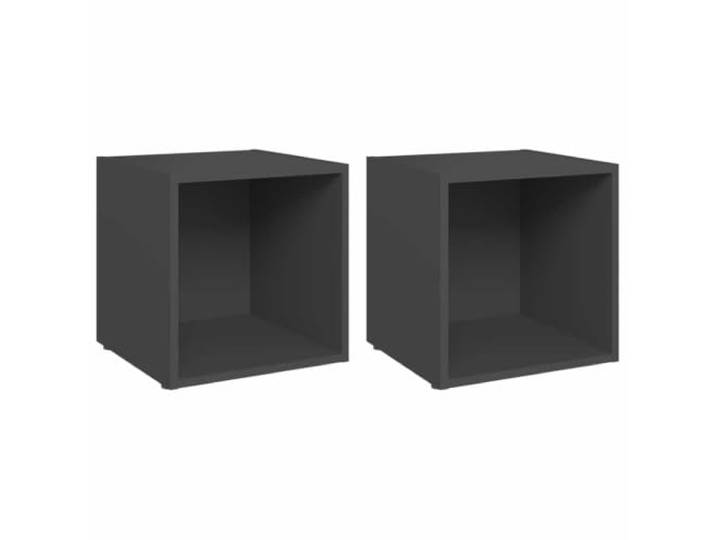 KUPTYERFG TV Lowboard 2er Set Grau 37x35x37 cm Holzwerkstoff Kompakte Fernsehschränke für Wohnzimmer und Flur, 1 offenes Fach für Auszeichnungen oder Bücher, pflegeleichte Oberfläche.