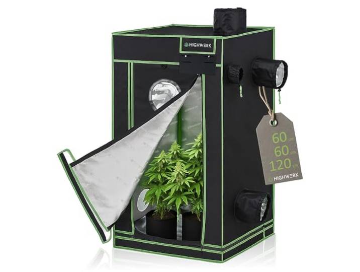 HIGHWERK Tente de culture d'intérieur pour la culture des plantes - Noir et vert - Boîte de culture d'intérieur - 60 x 60 x 120 cm