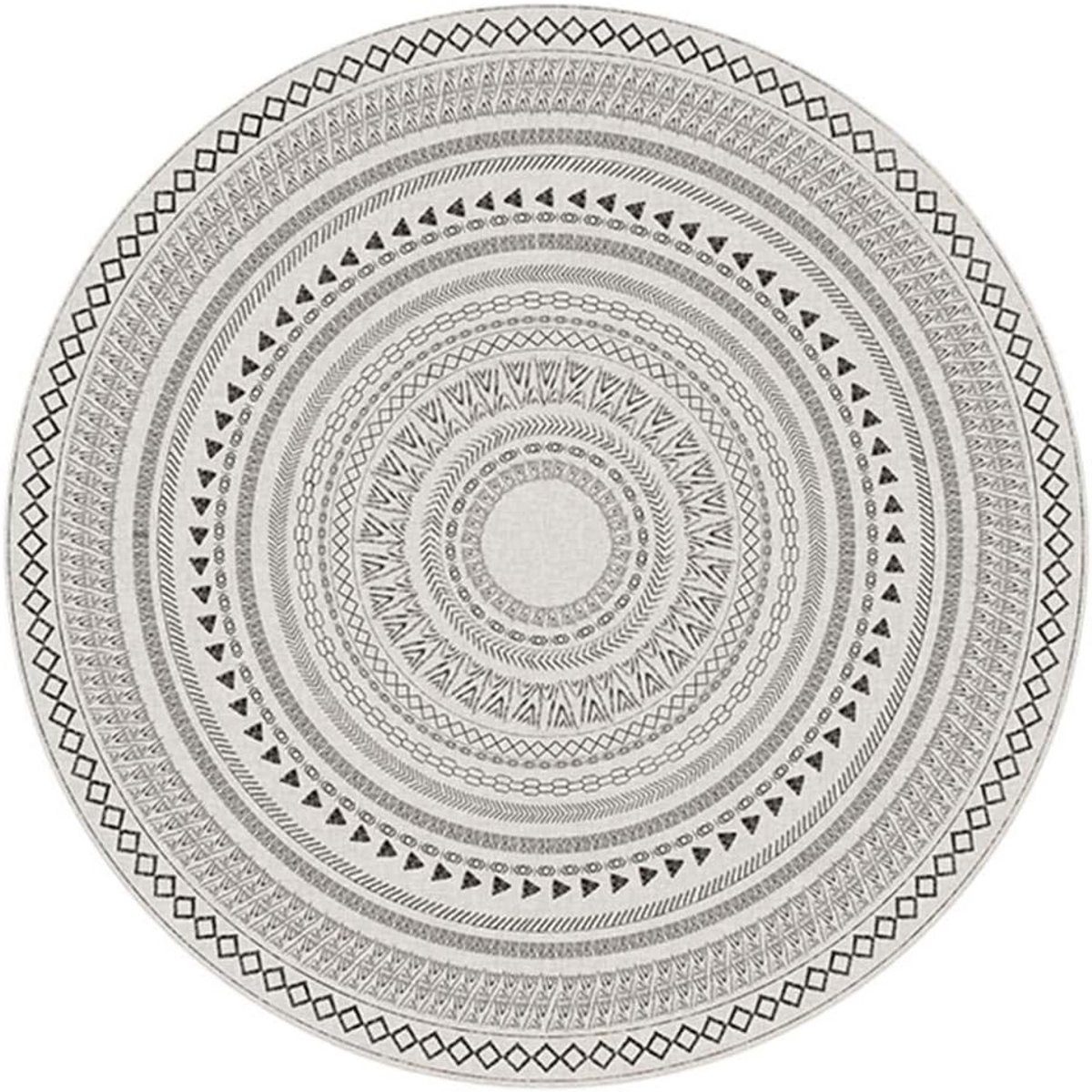 Rond Vloerkleed Grijs Bohemian Stijl Ø140 cm