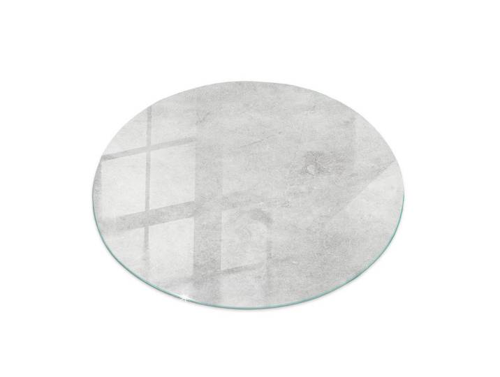 Tulup Glasplatte Ø50 Betonstruktur mit Kratzern, Hellgrau, Glas, Rund, 50x50x0.4 cm, Esszimmer, Esstische, Tischsysteme
