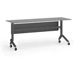 Mobiler Schreibtisch PRIMO MOVE, 180x60 cm, schwarzes Metallgestell, Graphit