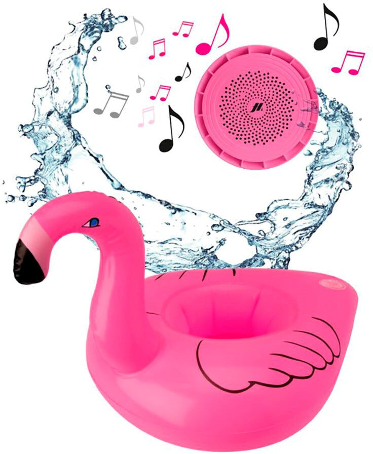 MUSIC HERO Trådløs Højtaler m. Oppustelig Badring - Flamingo