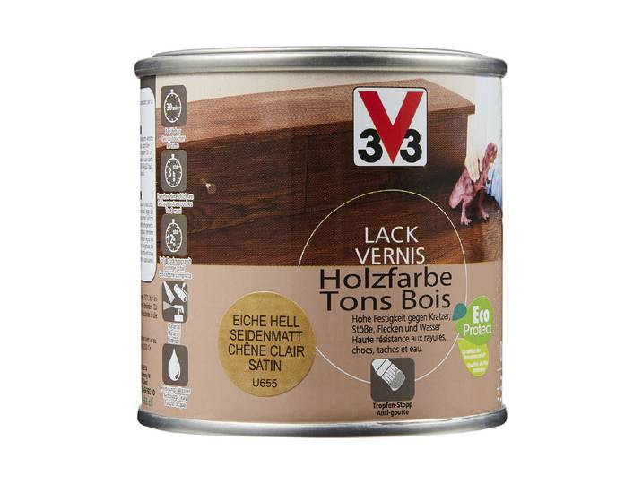 V33 lack Holzfarbe Satiniert Eiche Hell 250 ml