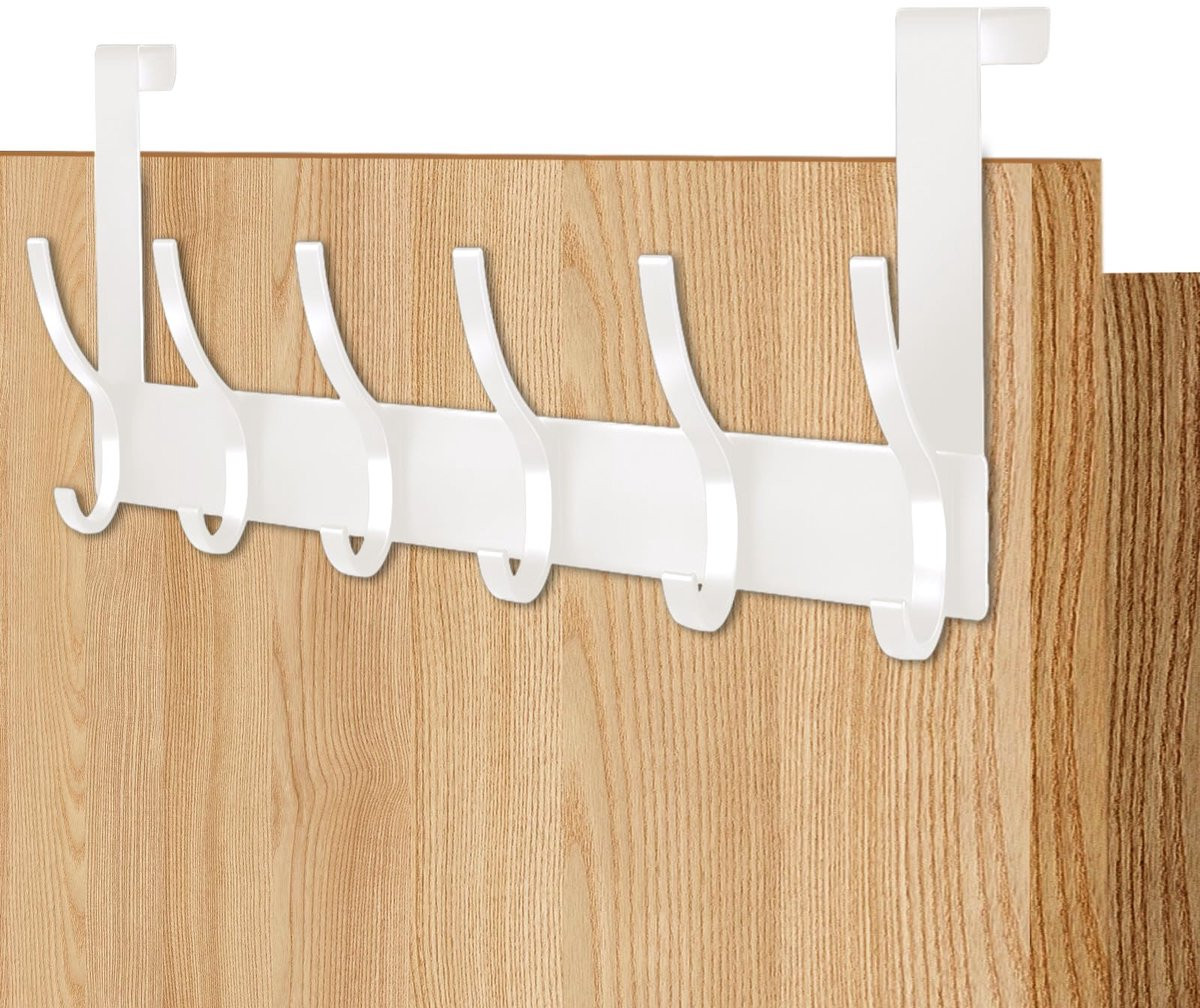 SnelShoppen Set van 2 Deurhaken voor handdoeken, hoeden en kleding, Wit