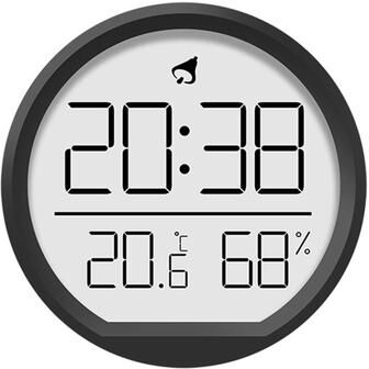 Daily Discovery Digital Wall Clock With Indoor Temperature Humidity Monitor, Magnetic LCD Desk Calendar Clock black