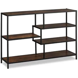 Relaxdays Regal im Industrial Style, 5 Ablagen, Holzoptik, Vintage Sideboard, HxBxT: 79x115x33 cm, schwarz/dunkelbraun