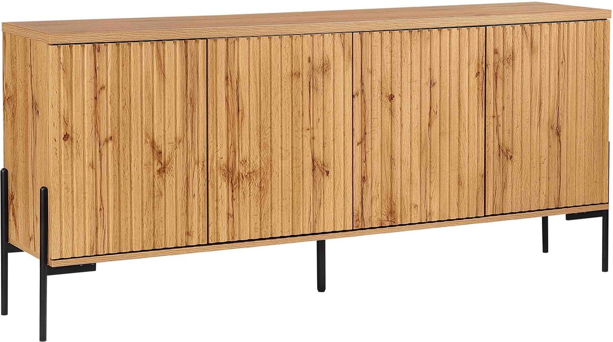 Charlie-Dressoir 4-deurs Zwart Eiken met houteffect