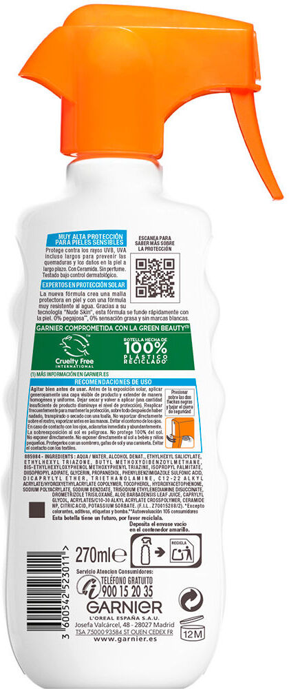Garnier Sensitive Advanced spray protecteur SPF50+ 270 ml