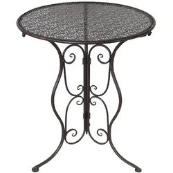 HTI-Living, Gartentisch + Balkontisch, Bistroset aus Metall 3-teilig, detailreich verzier Klapptisch Ø 60 cm und 2 Klappstühle (60 x 72 cm)