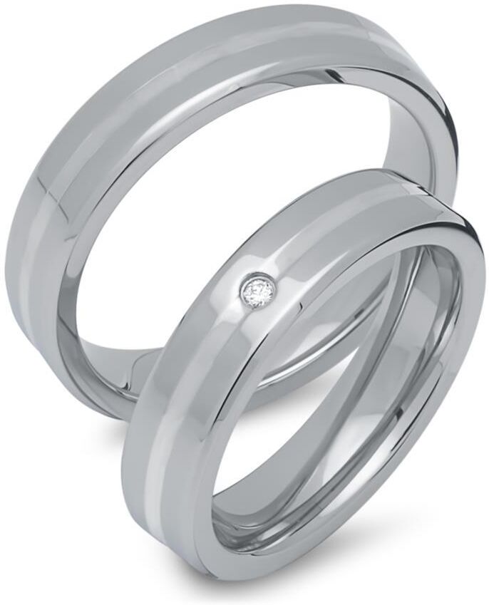 Unique Trauringe Edelstahl mit Silbereinlage 5mm breit silber