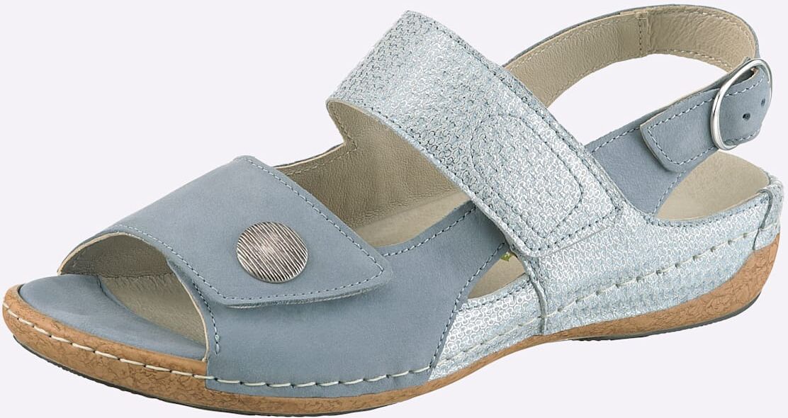 Sandalette WALDLÄUFER, Damen, Gr. 5,5, blau (bleu), Nubukleder, Schuhe Sandalette bleu 5,5
