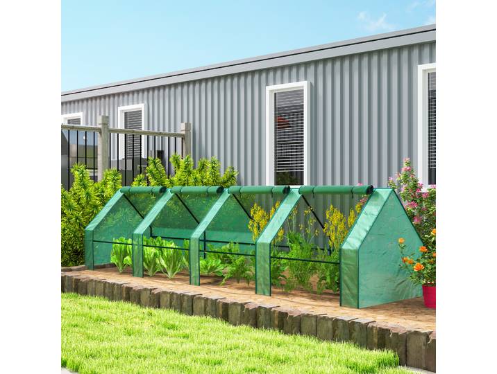 Outsunny Mini Serre 4 Portes Acier PE 360x90x90cm Vert