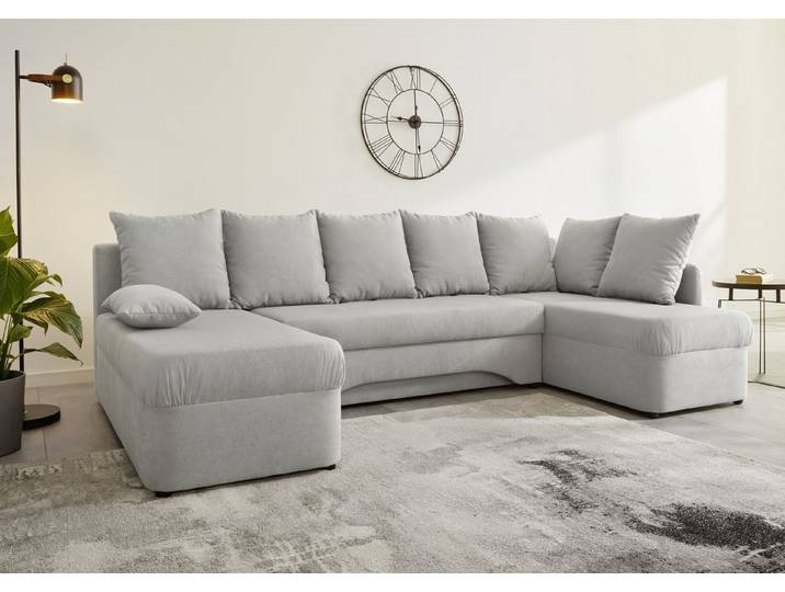 Jockenhöfer Gruppe Wohnlandschaft Arktis U-Form, B: 260 cm, auch in Cord, Sofa mit Bettkasten & Schlaffunktion, zahlreiche Kissen