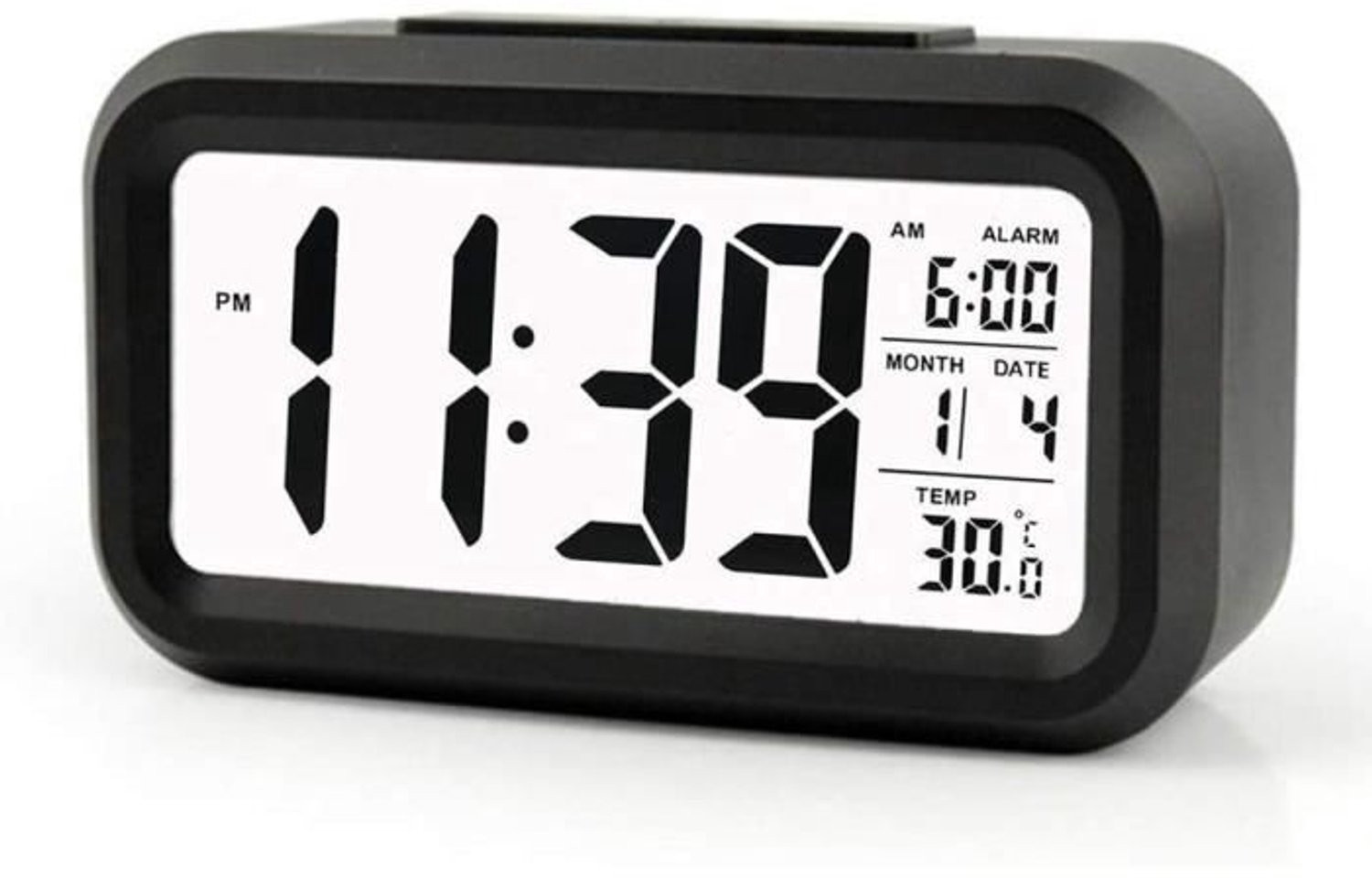 Draadloze digitale wekker met datum- en temperatuurweergave, slimme lichtsensor en snooze-functie