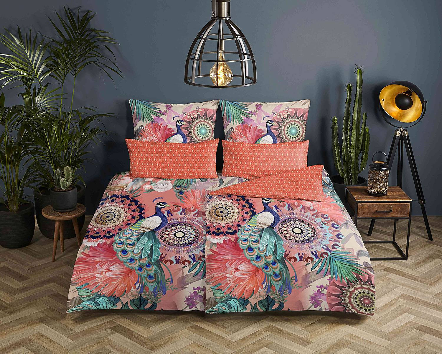 HIP Dekbedovertrek Lynouk met kussen, 100% Katoen, Oranje/Multicolour, B/D: 155 x 220 cm en 80 x 80 cm