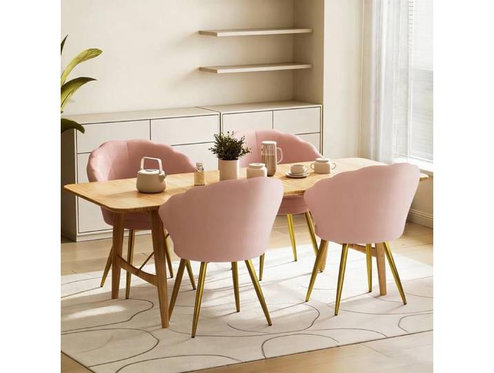 SUPFINE 4pcs Chaises de Coiffeuse Fauteuils en Tissu Rembourrée pour Salon Fauteuil Lounge Confortable Capacité de 150kg