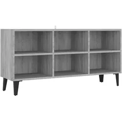 Helloshop26 - TV-Schrank mit Metallbeinen 103,5 x 30 x 50 cm viele Fächer moderner Stil aus Holzwerkstoff grau
