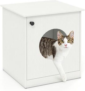 Costway Modern Cat Litter Box Enclosure for Small to Large Cats-White